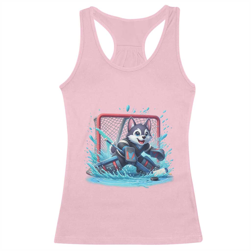 Siberian Husky Ice Hockey Player Racerback Tank Top Funny Goalie Gift TS12 Light Pink Print Your Wear