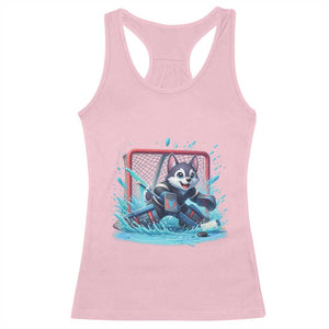 Siberian Husky Ice Hockey Player Racerback Tank Top Funny Goalie Gift TS12 Light Pink Print Your Wear