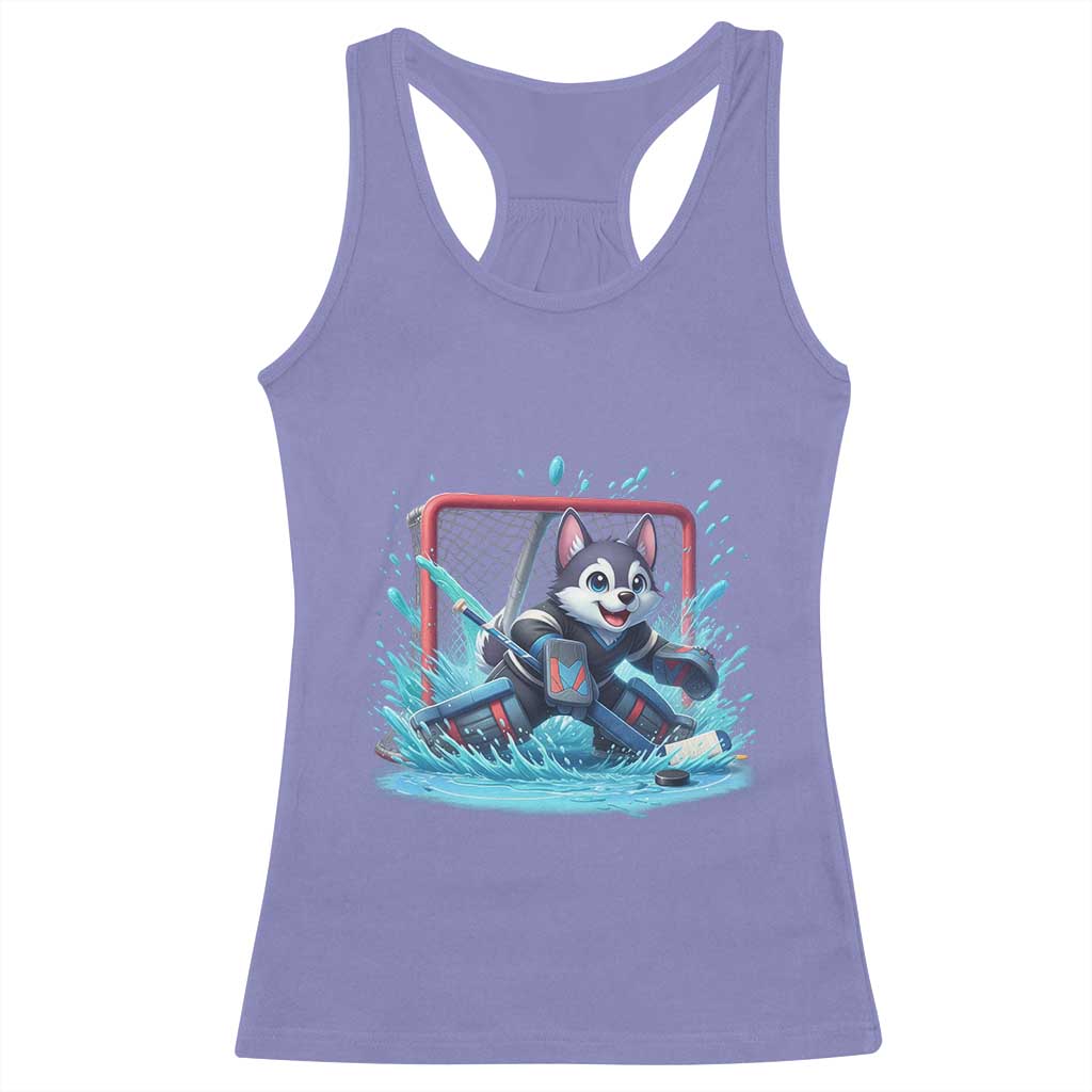 Siberian Husky Ice Hockey Player Racerback Tank Top Funny Goalie Gift TS12 Violet Print Your Wear