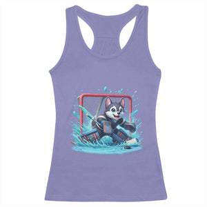 Siberian Husky Ice Hockey Player Racerback Tank Top Funny Goalie Gift TS12 Violet Print Your Wear