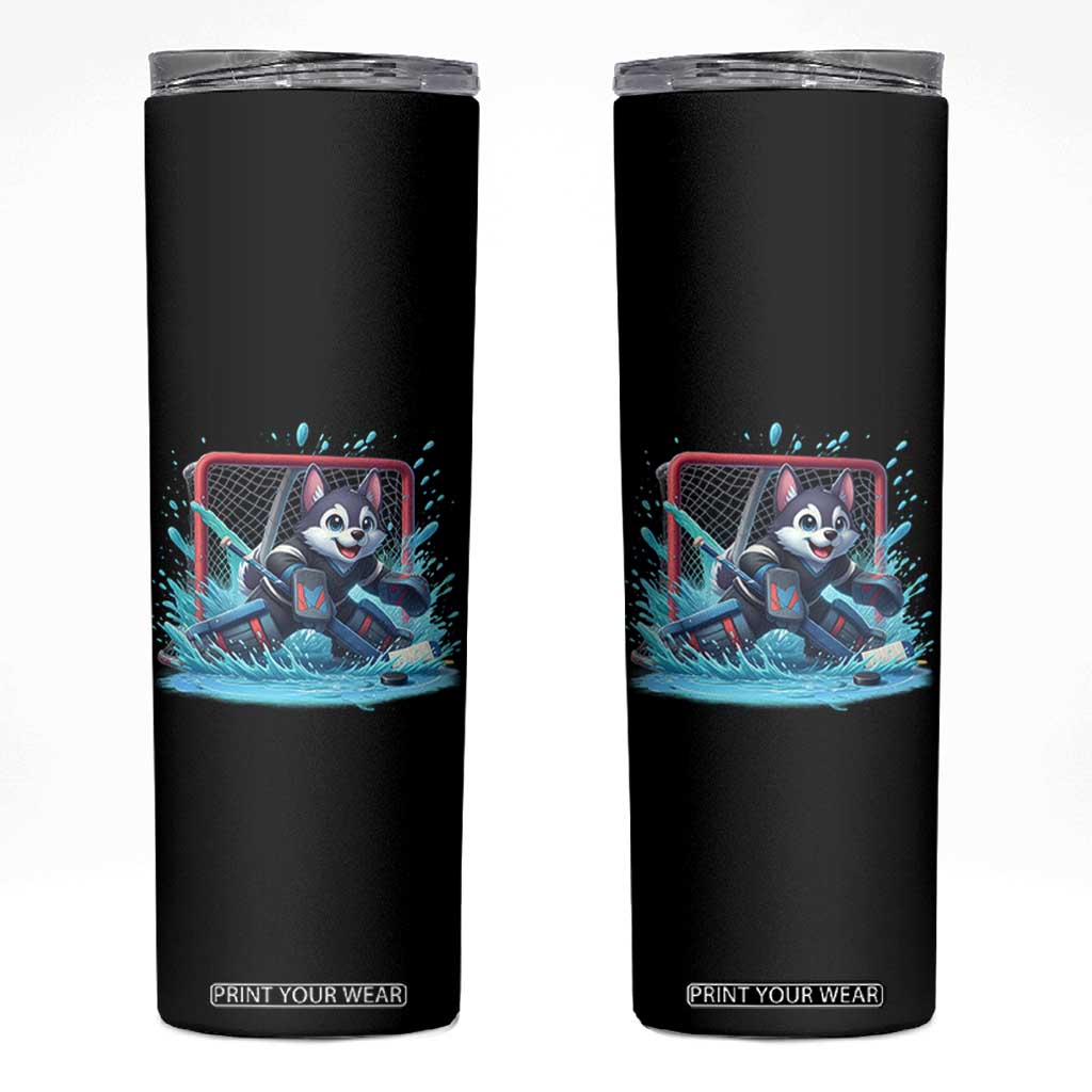 Siberian Husky Ice Hockey Player Skinny Tumbler Funny Goalie Gift TS12 Black Print Your Wear