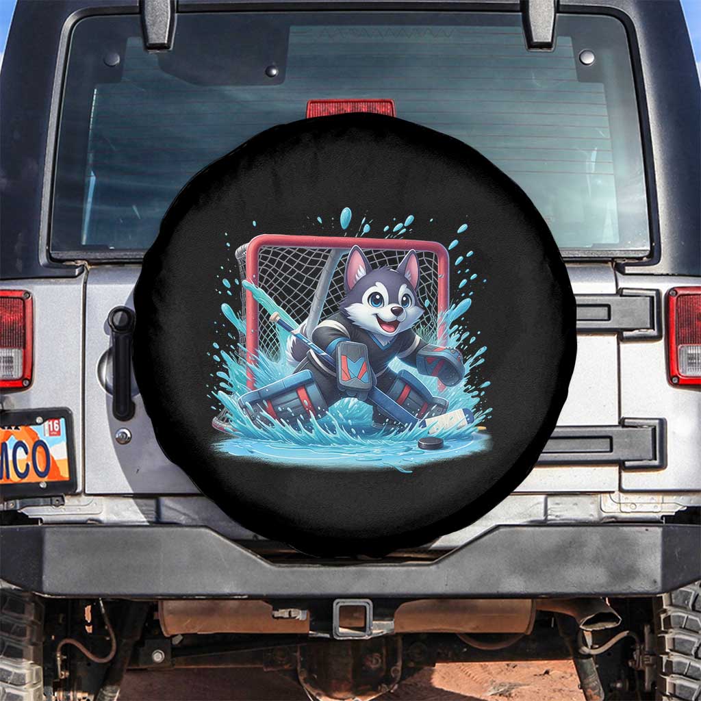 Siberian Husky Ice Hockey Player Spare Tire Cover Funny Goalie Gift TS12 No hole Black Print Your Wear