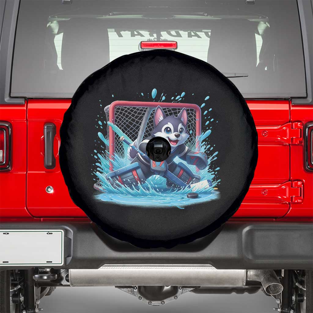 Siberian Husky Ice Hockey Player Spare Tire Cover Funny Goalie Gift TS12 Black Print Your Wear