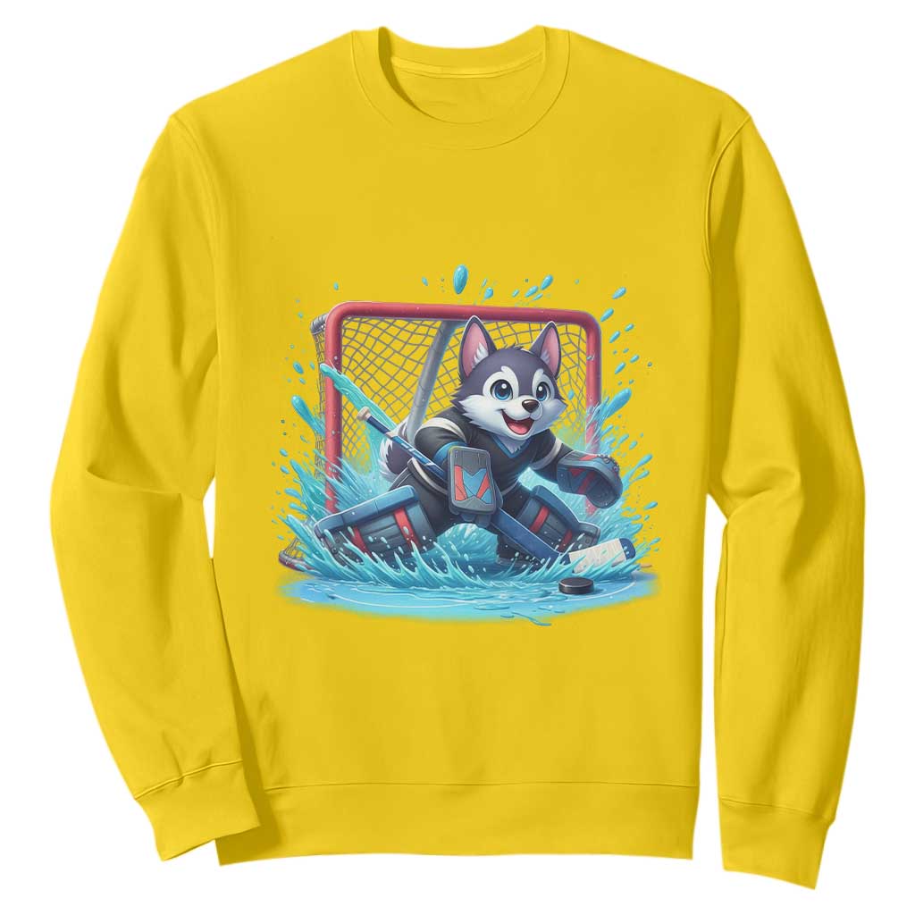 Siberian Husky Ice Hockey Player Sweatshirt Funny Goalie Gift TS12 Daisy Print Your Wear