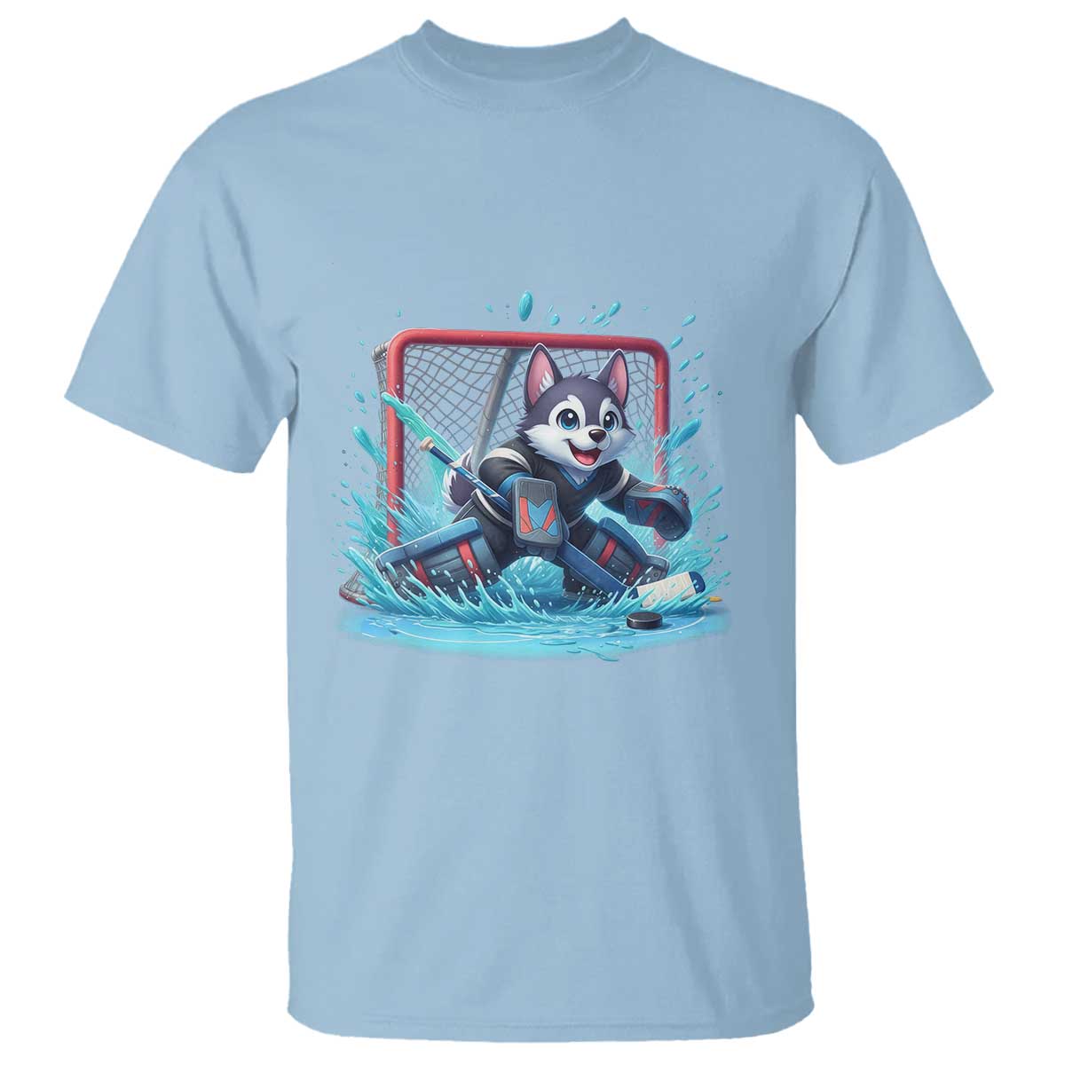 Siberian Husky Ice Hockey Player T Shirt Funny Goalie Gift TS12 Light Blue Print Your Wear