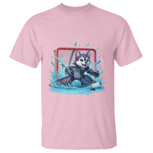 Siberian Husky Ice Hockey Player T Shirt Funny Goalie Gift TS12 Light Pink Print Your Wear