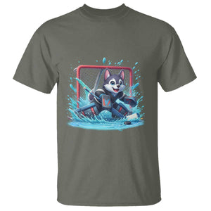 Siberian Husky Ice Hockey Player T Shirt Funny Goalie Gift TS12 Military Green Print Your Wear