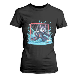 Siberian Husky Ice Hockey Player T Shirt For Women Funny Goalie Gift TS12 Black Print Your Wear