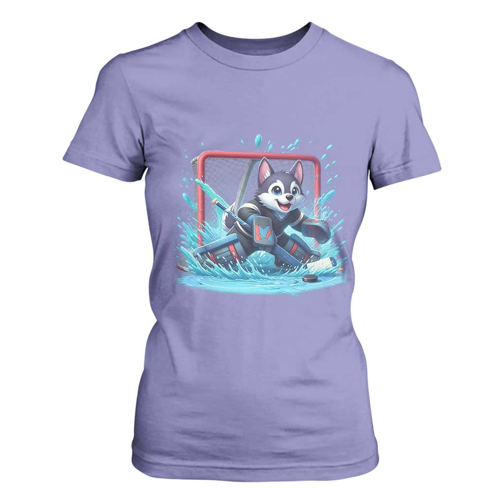 Siberian Husky Ice Hockey Player T Shirt For Women Funny Goalie Gift TS12 Violet Print Your Wear