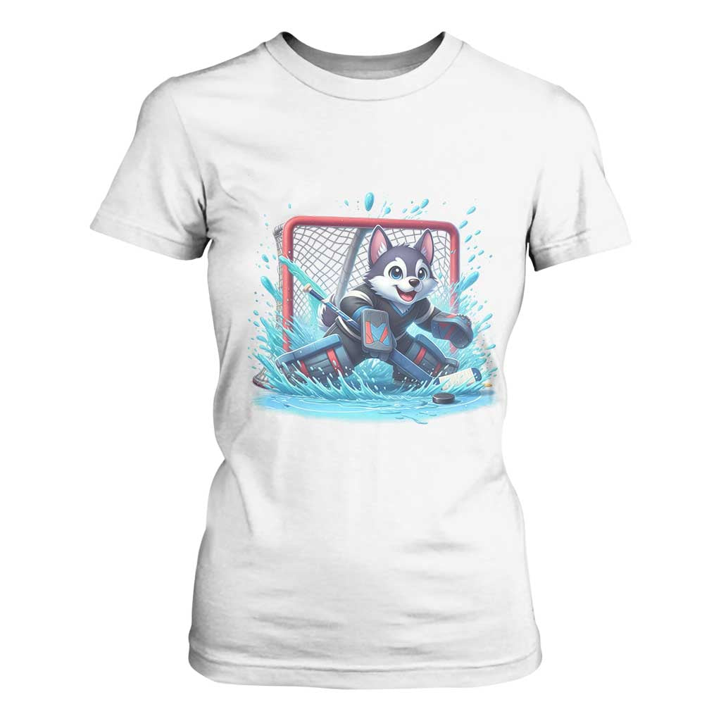 Siberian Husky Ice Hockey Player T Shirt For Women Funny Goalie Gift TS12 White Print Your Wear