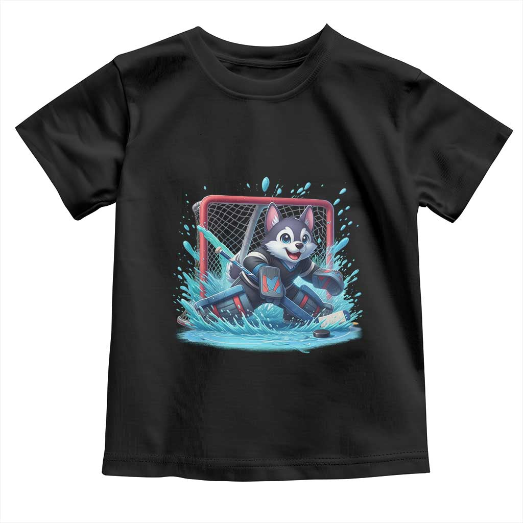 Siberian Husky Ice Hockey Player Toddler T Shirt Funny Goalie Gift TS12 Black Print Your Wear