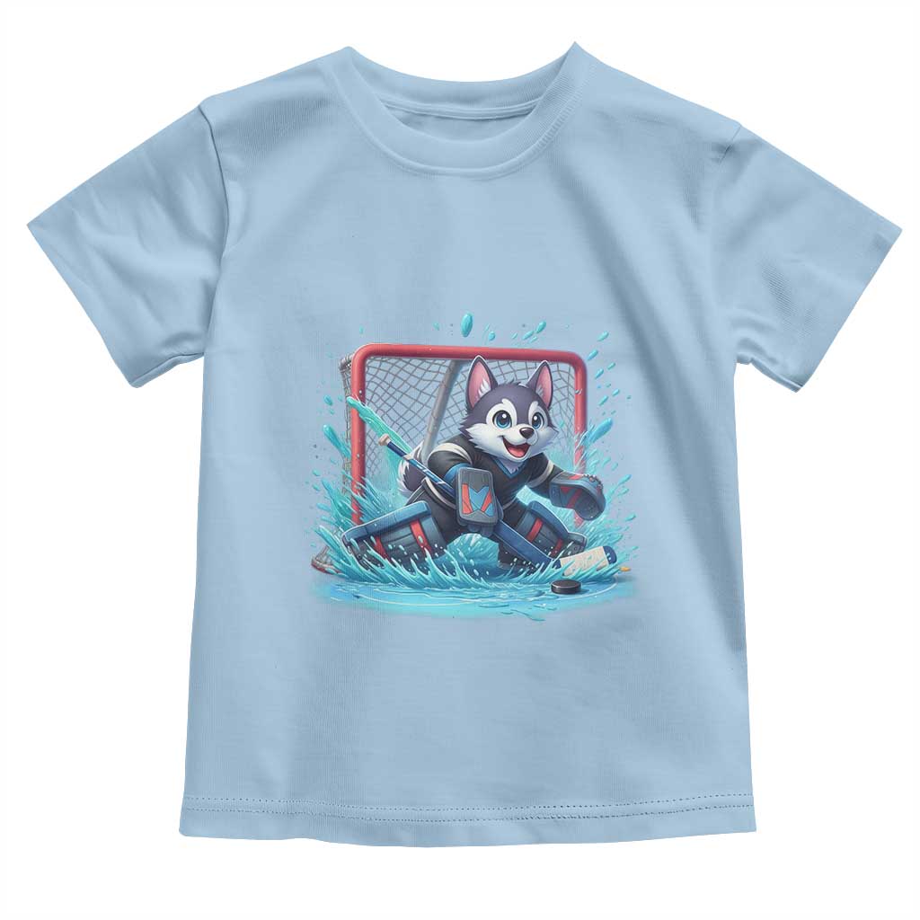 Siberian Husky Ice Hockey Player Toddler T Shirt Funny Goalie Gift TS12 Light Blue Print Your Wear