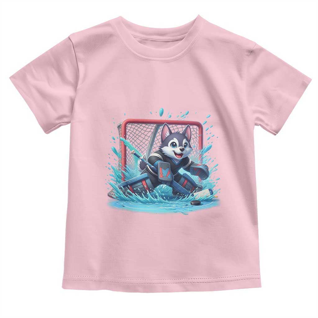 Siberian Husky Ice Hockey Player Toddler T Shirt Funny Goalie Gift TS12 Light Pink Print Your Wear