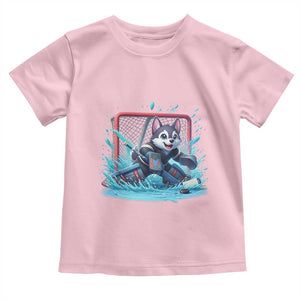 Siberian Husky Ice Hockey Player Toddler T Shirt Funny Goalie Gift TS12 Light Pink Print Your Wear