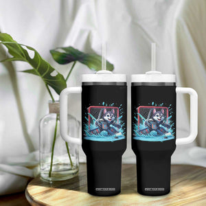 Siberian Husky Ice Hockey Player Tumbler With Handle Funny Goalie Gift TS12 Print Your Wear
