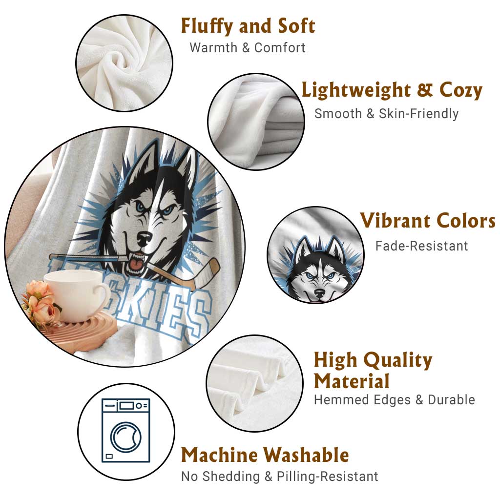 Cool Siberian Husky Ice Hockey Throw Blanket Gift For Dog Lovers TS12 Print Your Wear
