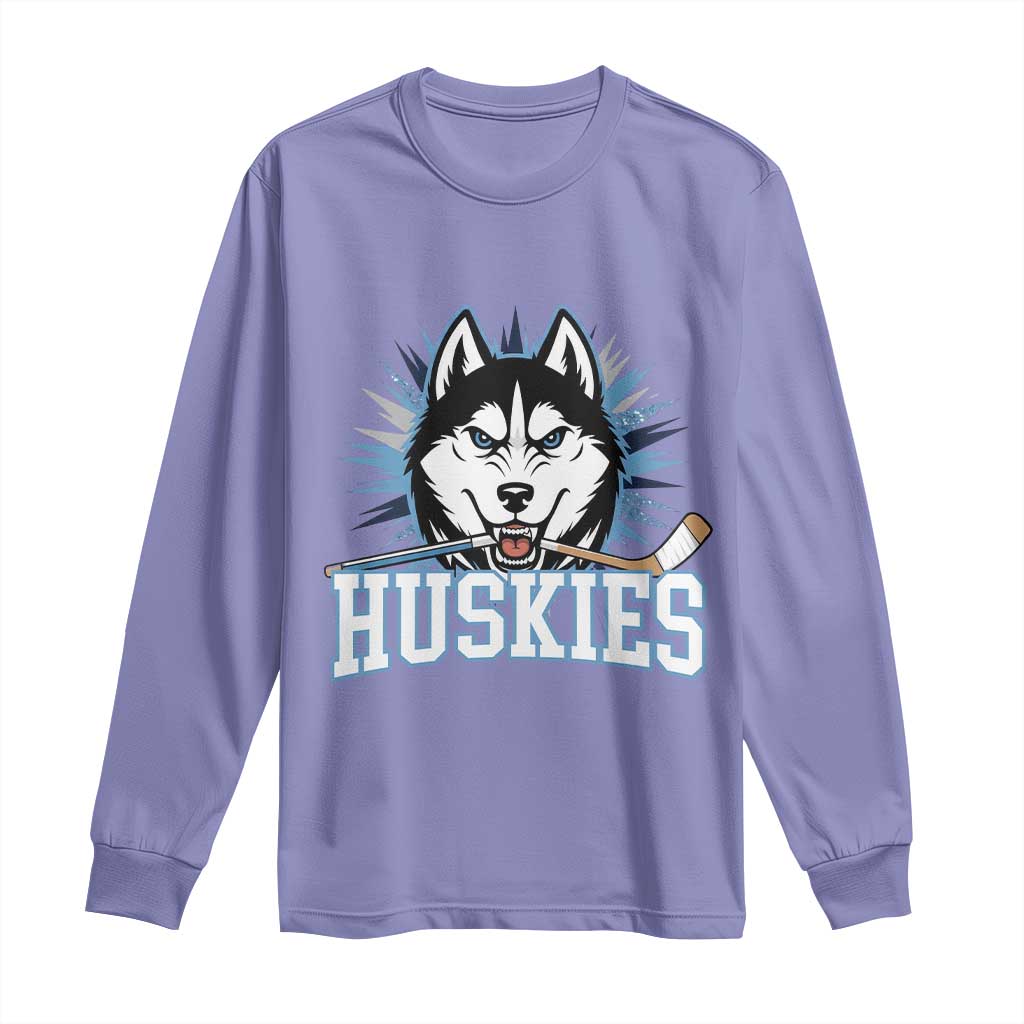 Cool Siberian Husky Ice Hockey Long Sleeve Shirt Gift For Dog Lovers TS12 Violet Print Your Wear