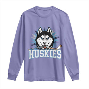 Cool Siberian Husky Ice Hockey Long Sleeve Shirt Gift For Dog Lovers TS12 Violet Print Your Wear