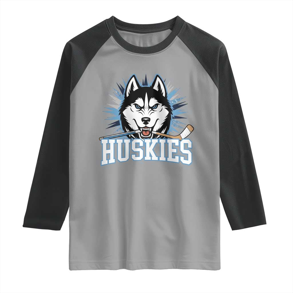 Cool Siberian Husky Ice Hockey Raglan Shirt Gift For Dog Lovers TS12 Sport Gray Black Print Your Wear