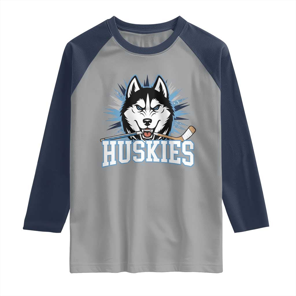 Cool Siberian Husky Ice Hockey Raglan Shirt Gift For Dog Lovers TS12 Sport Gray Navy Print Your Wear