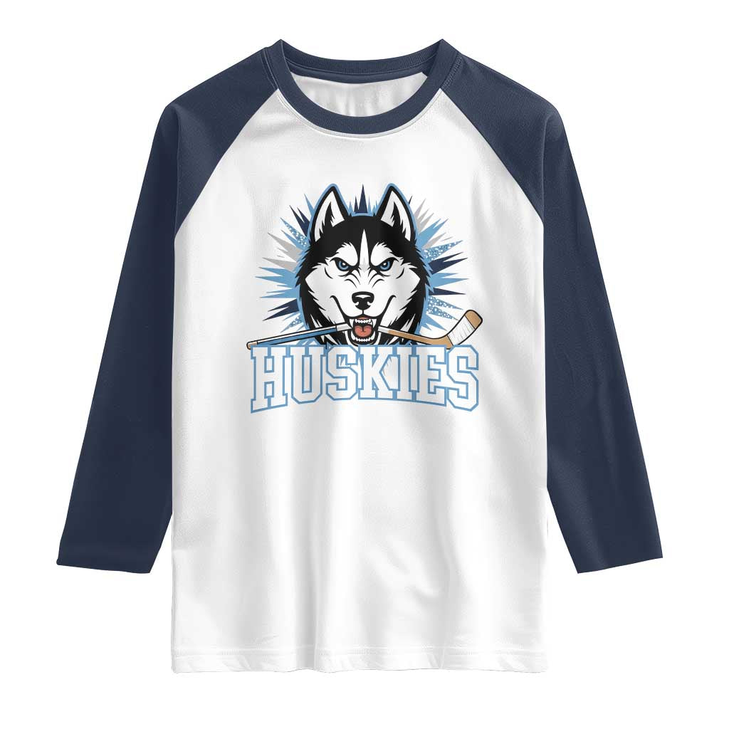 Cool Siberian Husky Ice Hockey Raglan Shirt Gift For Dog Lovers TS12 White Navy Print Your Wear