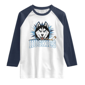 Cool Siberian Husky Ice Hockey Raglan Shirt Gift For Dog Lovers TS12 White Navy Print Your Wear