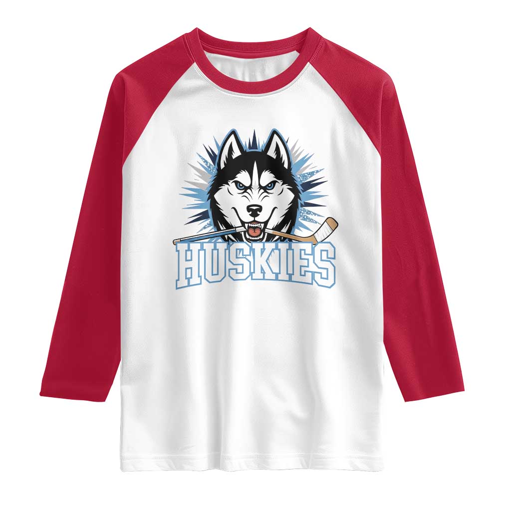 Cool Siberian Husky Ice Hockey Raglan Shirt Gift For Dog Lovers TS12 White Red Print Your Wear