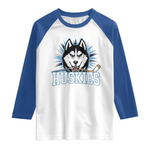 Cool Siberian Husky Ice Hockey Raglan Shirt Gift For Dog Lovers TS12 White Royal Print Your Wear