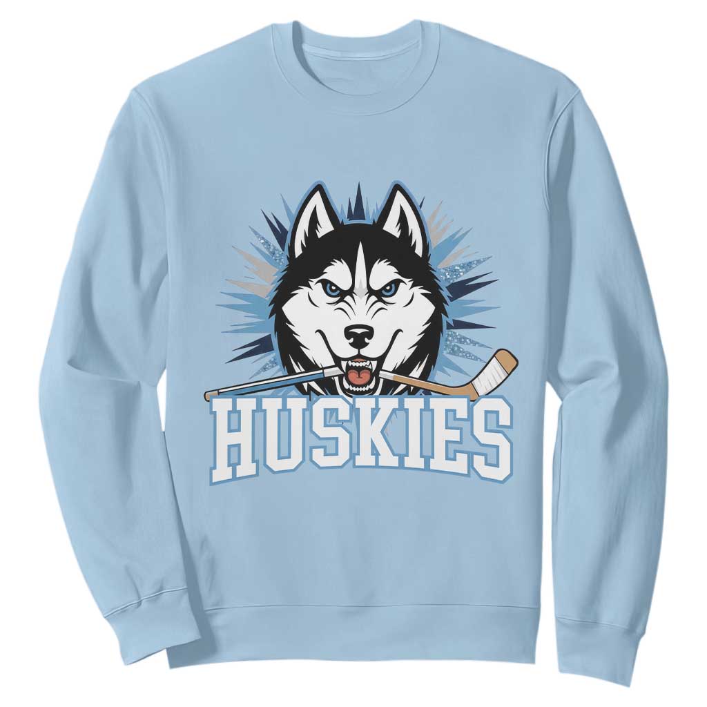 Cool Siberian Husky Ice Hockey Sweatshirt Gift For Dog Lovers TS12 Light Blue Print Your Wear