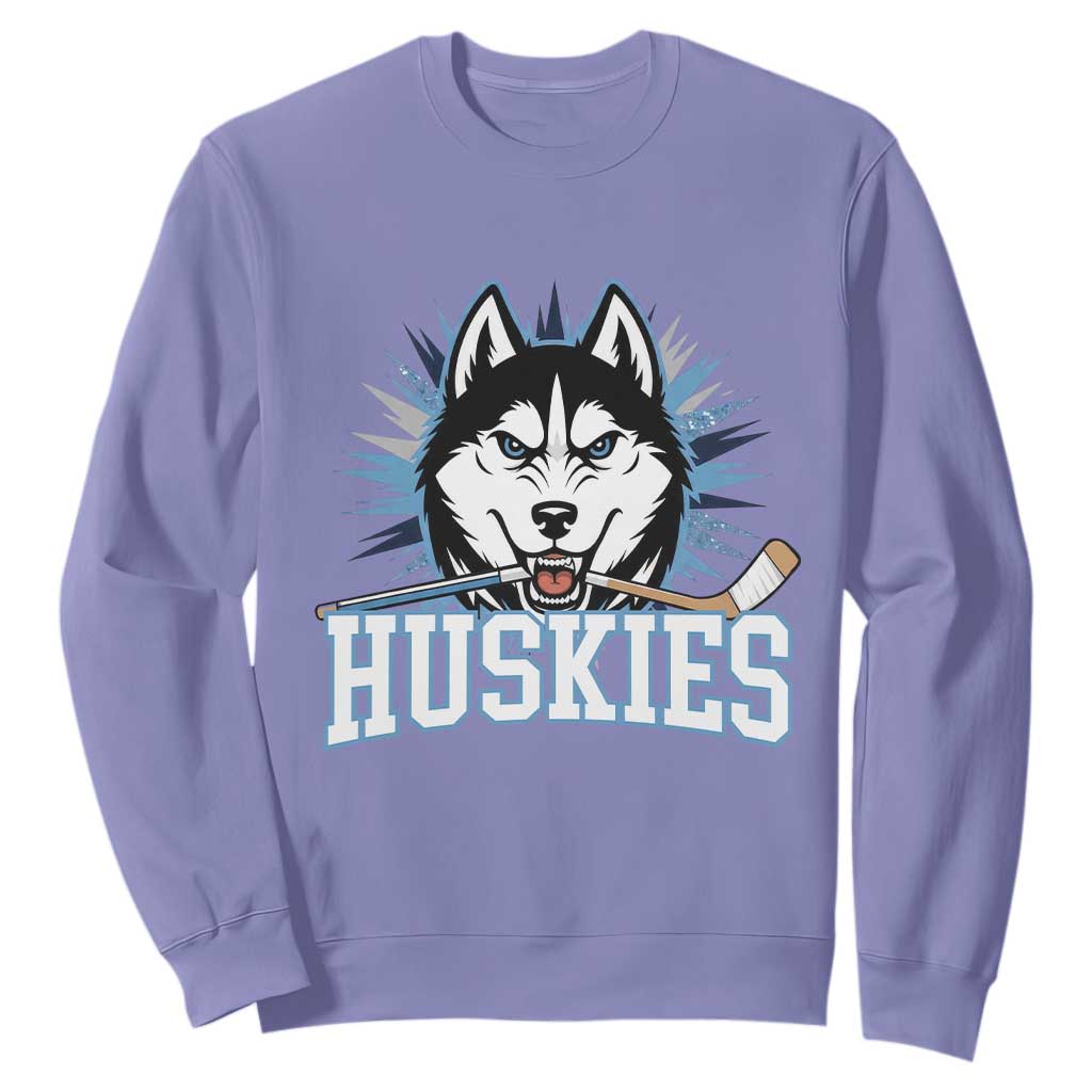 Cool Siberian Husky Ice Hockey Sweatshirt Gift For Dog Lovers TS12 Violet Print Your Wear