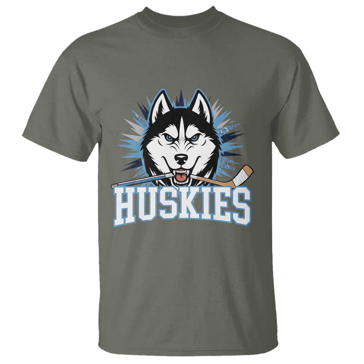 Cool Siberian Husky Ice Hockey T Shirt Gift For Dog Lovers TS12 Military Green Print Your Wear