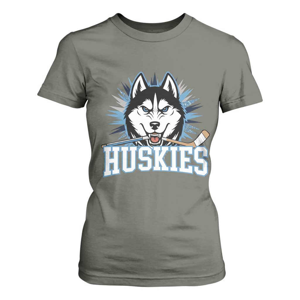 Cool Siberian Husky Ice Hockey T Shirt For Women Gift For Dog Lovers TS12 Military Green Print Your Wear