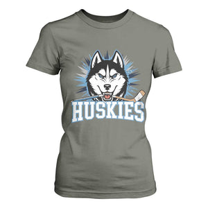 Cool Siberian Husky Ice Hockey T Shirt For Women Gift For Dog Lovers TS12 Military Green Print Your Wear