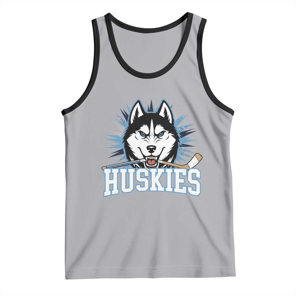 Cool Siberian Husky Ice Hockey Tank Top Gift For Dog Lovers TS12 Athletic Heather Black Print Your Wear
