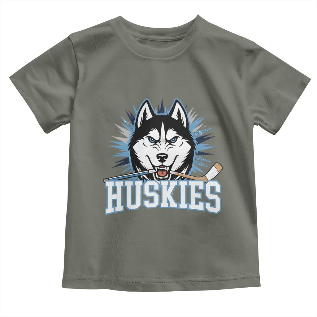 Cool Siberian Husky Ice Hockey Toddler T Shirt Gift For Dog Lovers TS12 Military Green Print Your Wear
