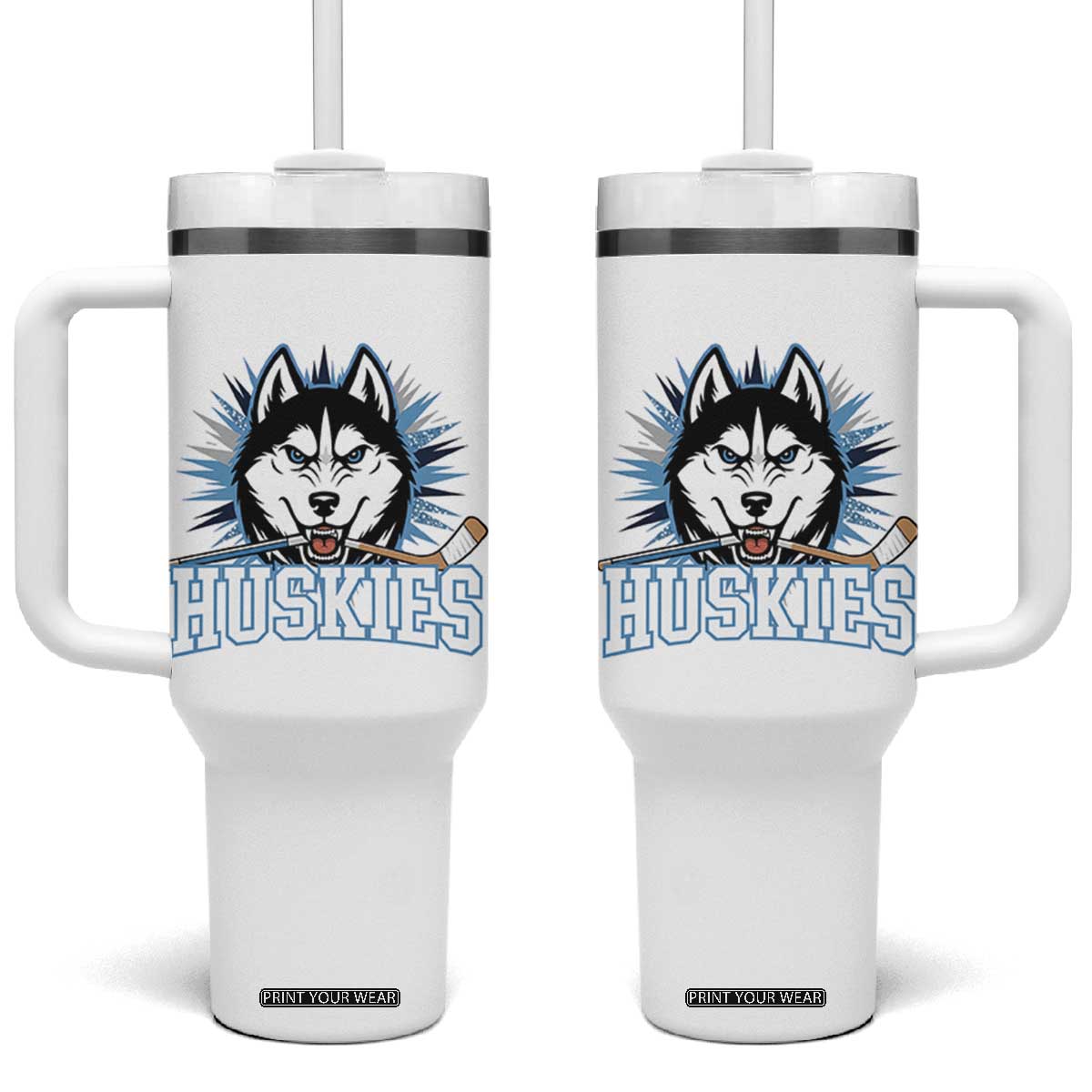 Cool Siberian Husky Ice Hockey Tumbler With Handle Gift For Dog Lovers TS12 One Size: 40 oz White Print Your Wear