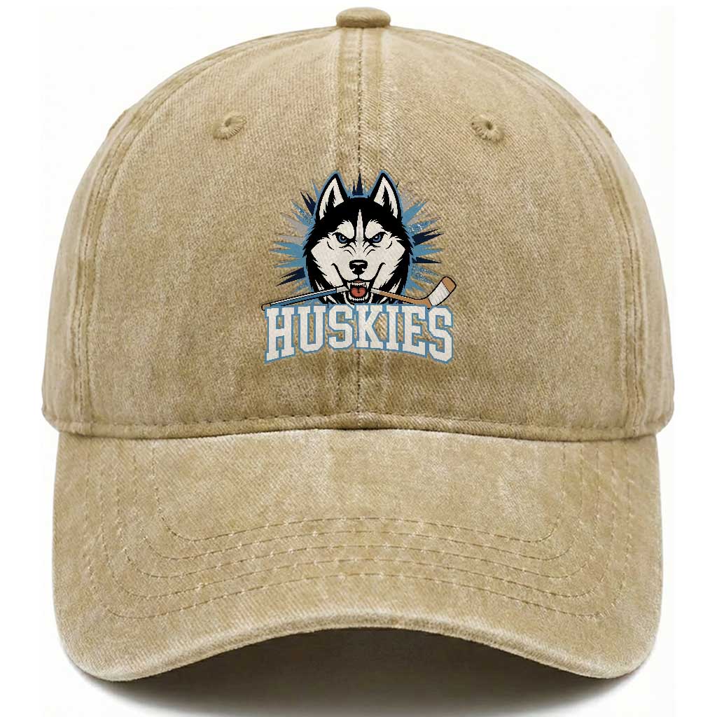 Cool Siberian Husky Ice Hockey Washed Cotton Baseball Cap Gift For Dog Lovers TS12 Print Your Wear
