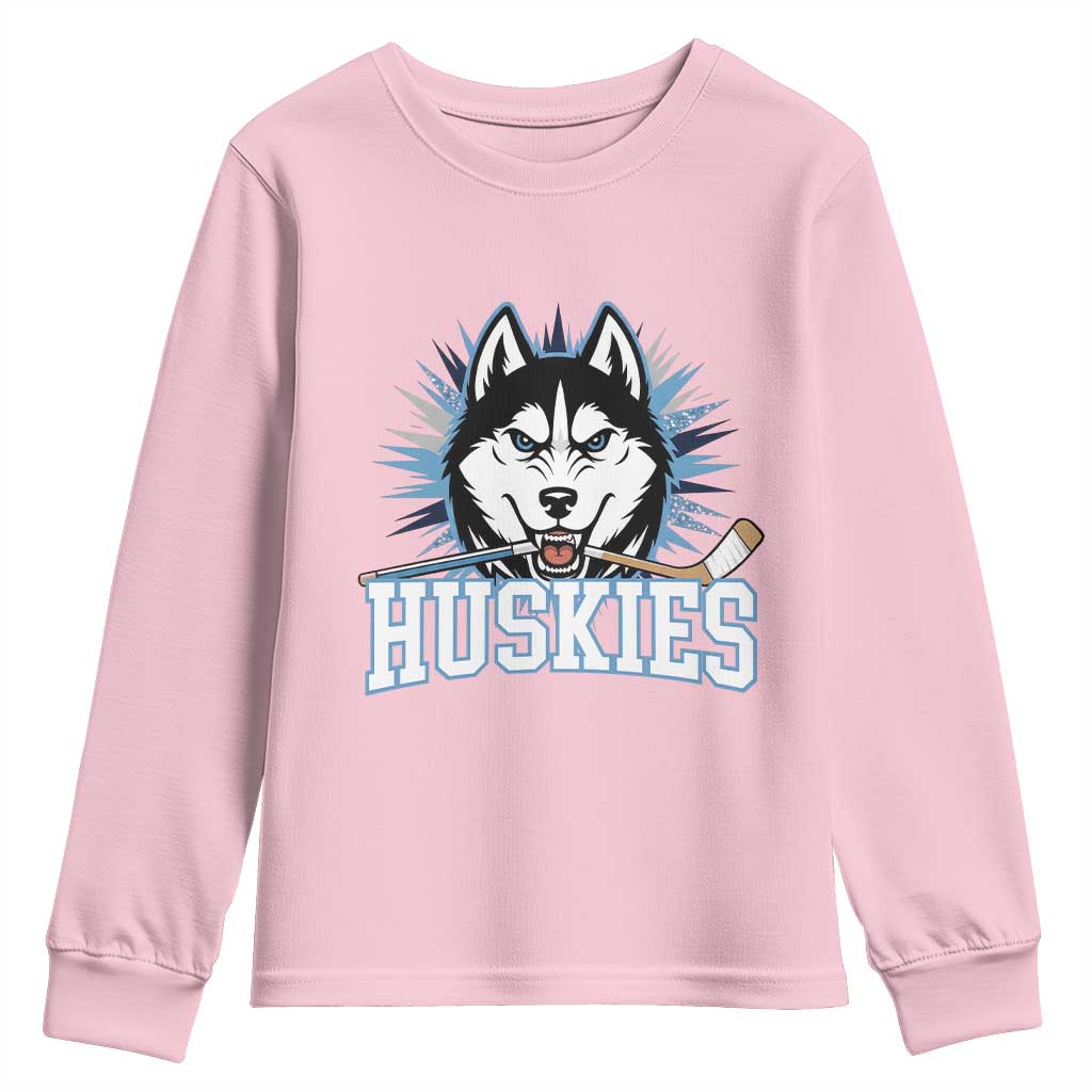 Cool Siberian Husky Ice Hockey Youth Sweatshirt Gift For Dog Lovers TS12 Light Pink Print Your Wear