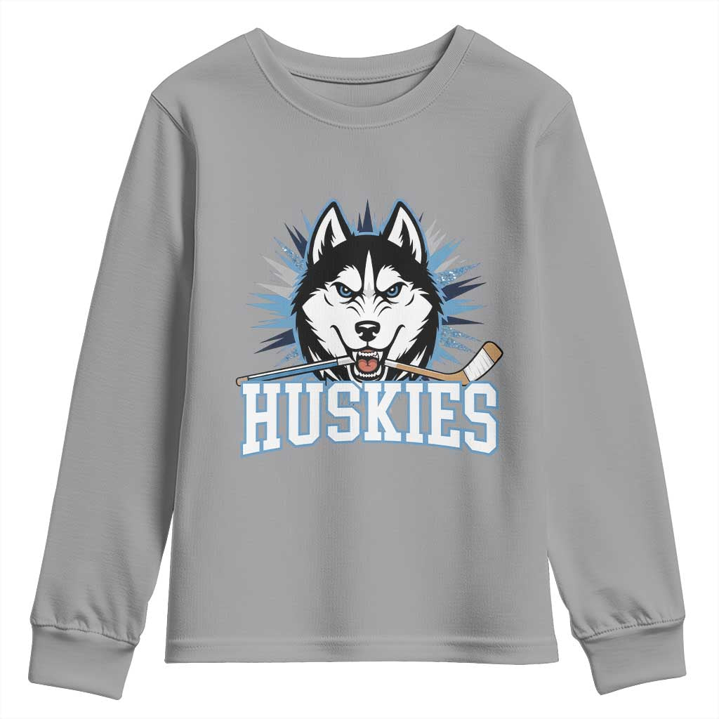 Cool Siberian Husky Ice Hockey Youth Sweatshirt Gift For Dog Lovers TS12 Sport Gray Print Your Wear