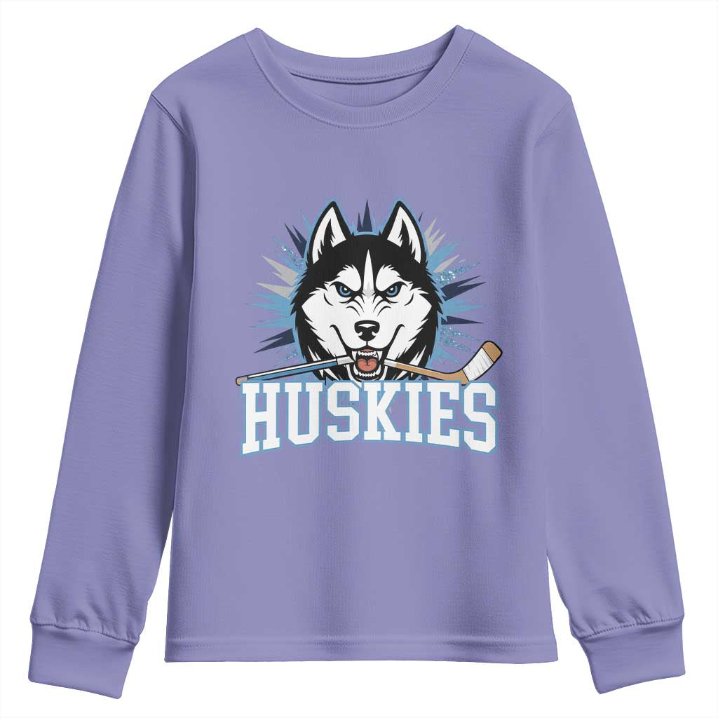 Cool Siberian Husky Ice Hockey Youth Sweatshirt Gift For Dog Lovers TS12 Violet Print Your Wear
