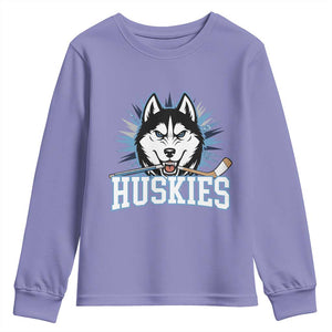 Cool Siberian Husky Ice Hockey Youth Sweatshirt Gift For Dog Lovers TS12 Violet Print Your Wear