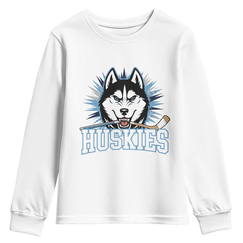Cool Siberian Husky Ice Hockey Youth Sweatshirt Gift For Dog Lovers TS12 White Print Your Wear