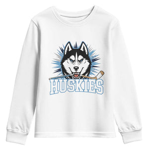 Cool Siberian Husky Ice Hockey Youth Sweatshirt Gift For Dog Lovers TS12 White Print Your Wear