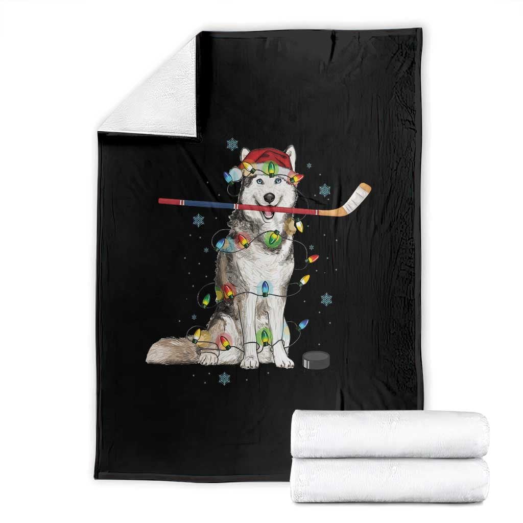Funny Christmas Husky Ice Hockey Player Holiday Gift Throw Blanket TS12 Black Print Your Wear