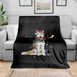 Funny Christmas Husky Ice Hockey Player Holiday Gift Throw Blanket TS12 Print Your Wear