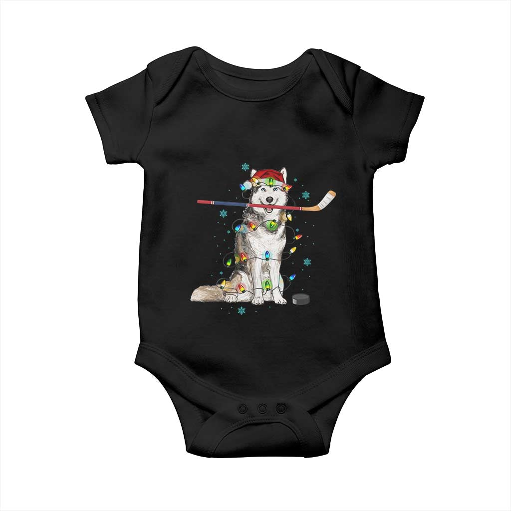 Funny Christmas Husky Ice Hockey Player Holiday Gift Baby Onesie TS12 Black Print Your Wear