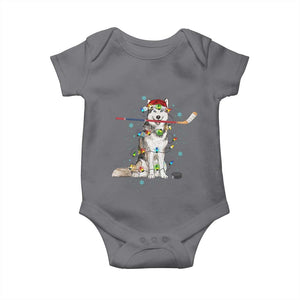 Funny Christmas Husky Ice Hockey Player Holiday Gift Baby Onesie TS12 Charcoal Print Your Wear