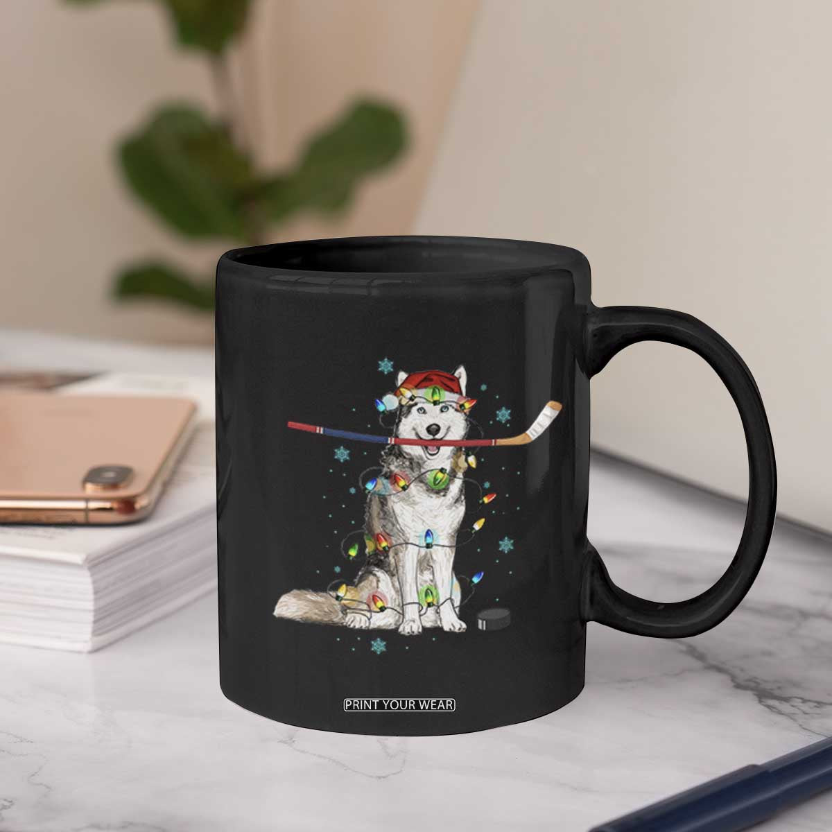 Funny Christmas Husky Ice Hockey Player Holiday Gift Coffee Mug TS12 Print Your Wear