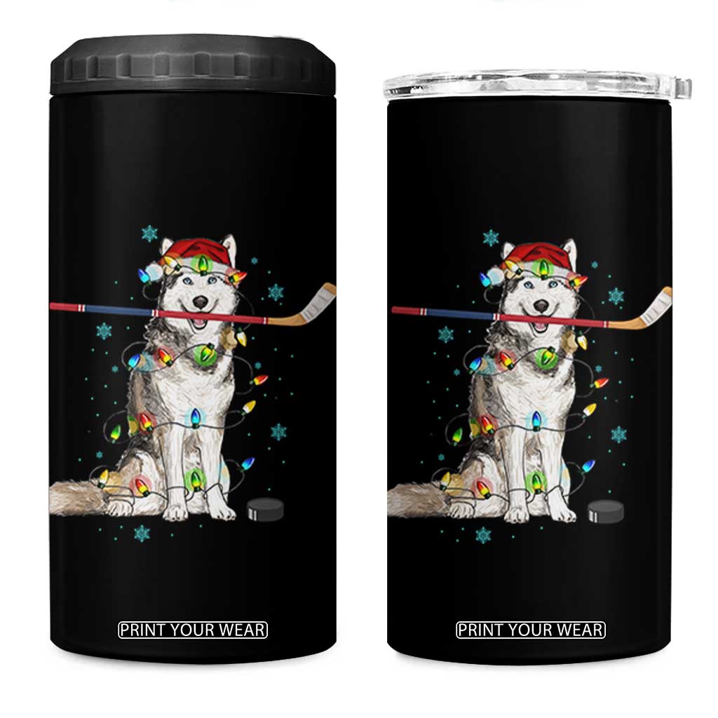 Funny Christmas Husky Ice Hockey Player Holiday Gift 4 in 1 Can Cooler Tumbler TS12 One Size: 16 oz Black Print Your Wear