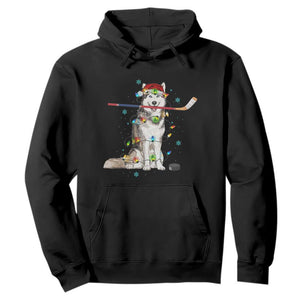 Funny Christmas Husky Ice Hockey Player Holiday Gift Hoodie TS12 Black Print Your Wear